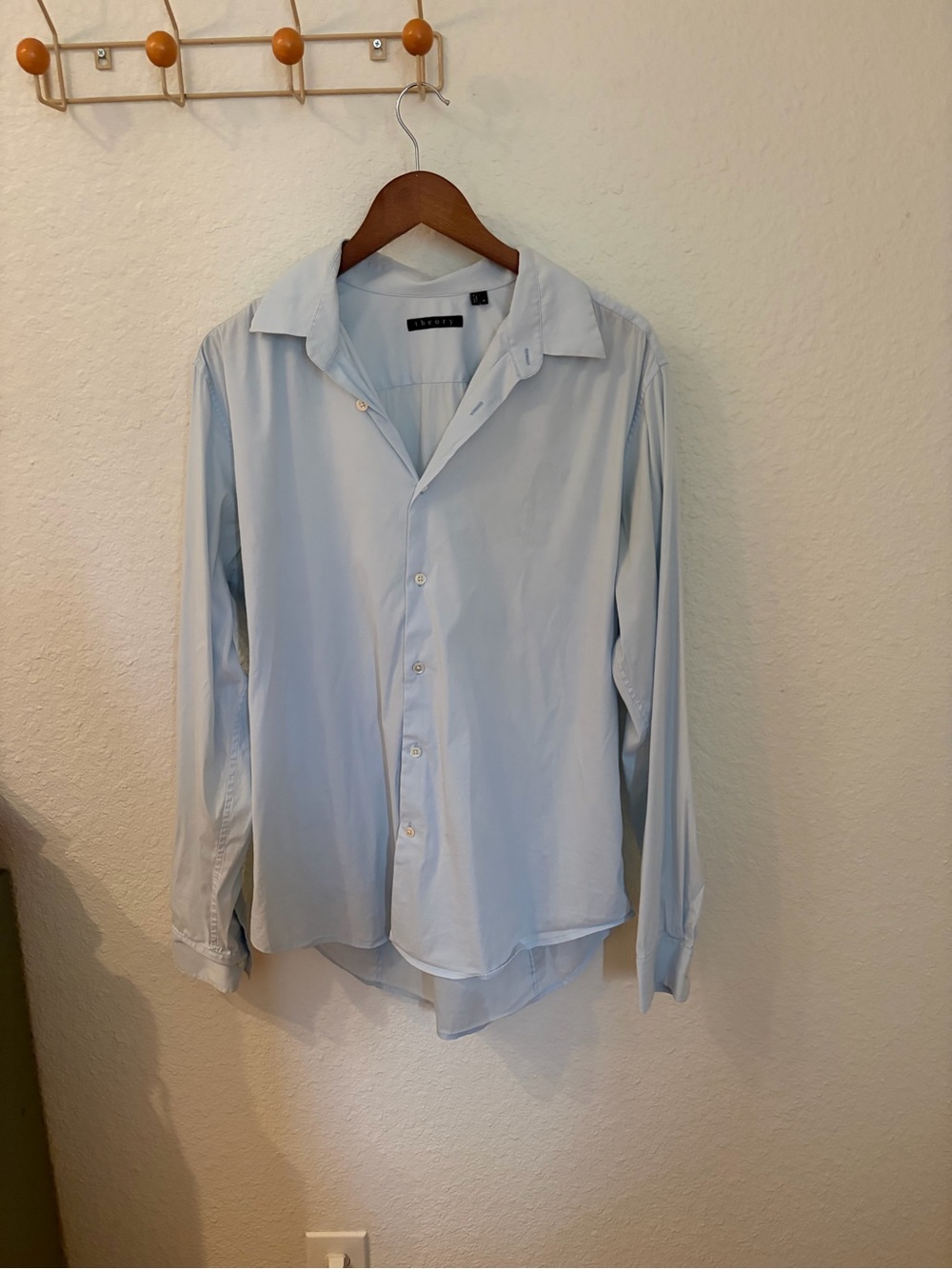 Theory Light Blue Men's Dress Shirt - Long Sleeve Button-Up